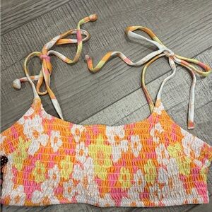 H&M Floral Smocked Bikini Top Size 6